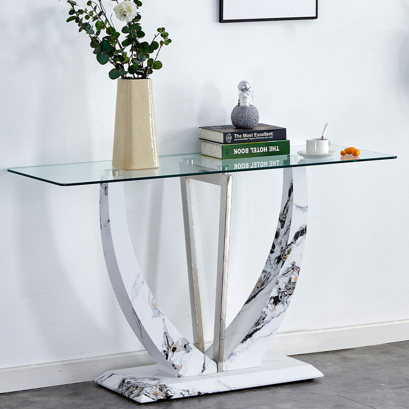 Wrought Studio Glass Top Console Table Wayfair